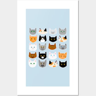 Cute Cats Pattern Calico, Tabby, Tuxedo, Ginger and Others Posters and Art